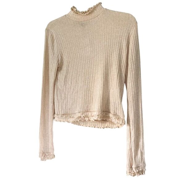 Forever 21 Oatmeal Beige Knit High Neck Long Sleeve Layer Sweater Size XL - Picture 5 of 6